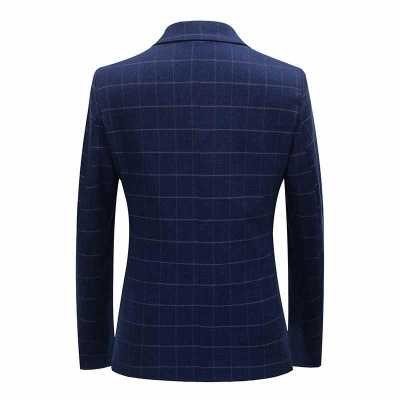 Blue Plaid Blazer High Quality British Style Men's Business Suit Wedding Blazer Men Slim Suit Jacket Fit Fashion Men's Clothing