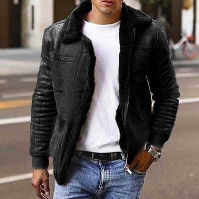 Mens Buttons Coat Warm Faux Fur Winter Casual Loose Double sided Plush Hoodie Fluffy Fleece Fur Jacket Hoodies Coat Outerwear