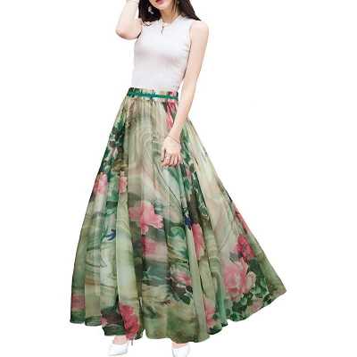 Floral Long Summer Beach Chiffon Wrap Cover Up Maxi Skirt for Women
