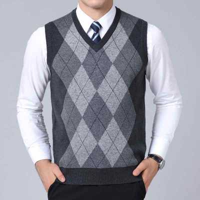 New Fashion Brand Sweater For Mens Pullovers plaid Slim Fit Jumpers Knitred Vest Autumn Korean Style Casual Men Clothes