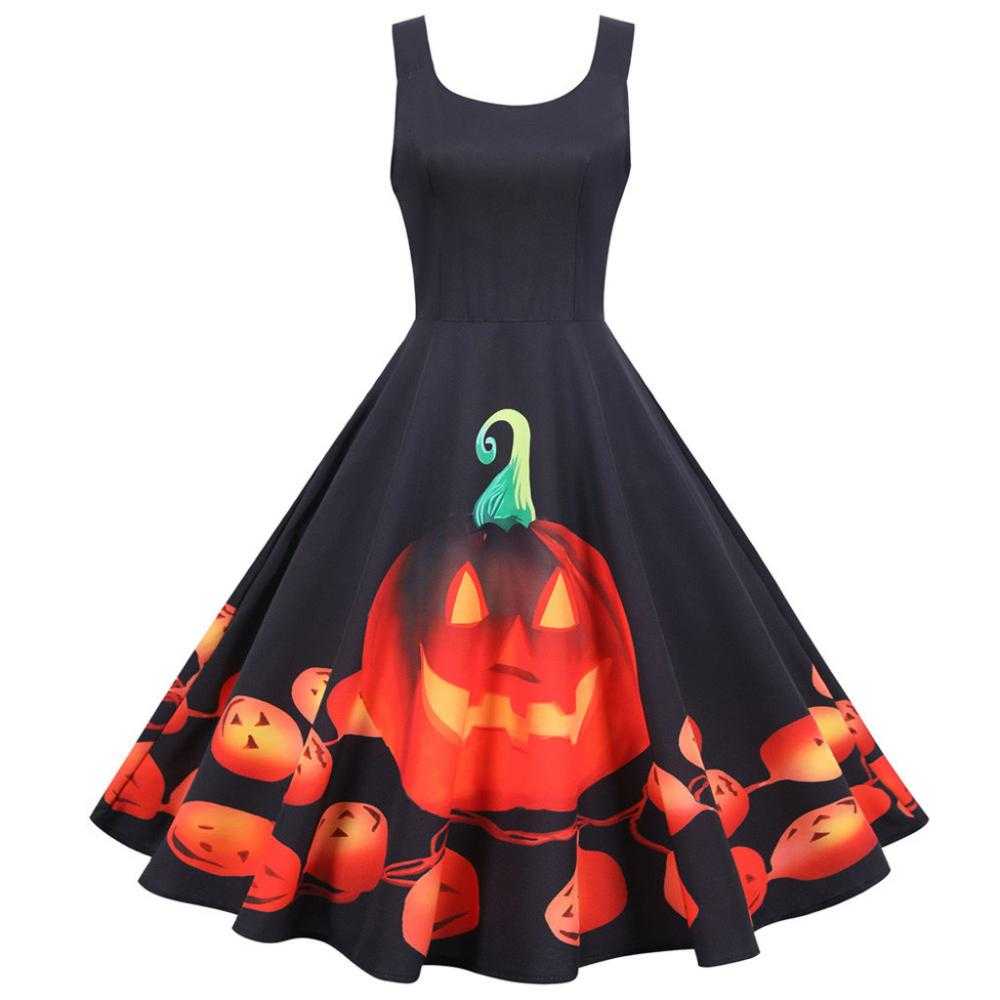 Robe Halloween Costume Party Dresses Sleeveless O neck Vintage Pinup Nightmare Before Christmas Women Summer Dress Plus Size