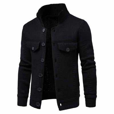Winter Warm Style Men Cardigan Casual Solid Color Single Breasted Lapel Sweater Men Autumn Simple Slim Men's Winter Clothes