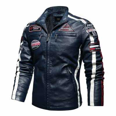 Mens Vintage Motorcycle Jacket 2021 Men Fashion New Biker Leather Jacket Male Embroidery Bomber Coat Winter Fleece Pu Overcoat