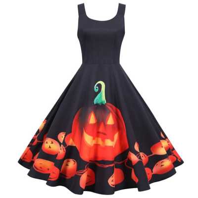 Robe Halloween Costume Party Dresses Sleeveless O neck Vintage Pinup Nightmare Before Christmas Women Summer Dress Plus Size