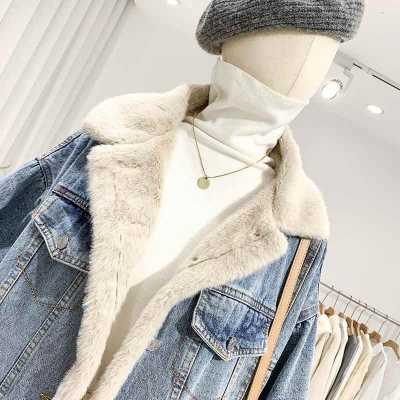 Denim Jackets for Women Fashion Velvet Thick Warm Coat Winter Both Sides Wear Loose Jean Coats Female Clothes Winter Coat Women