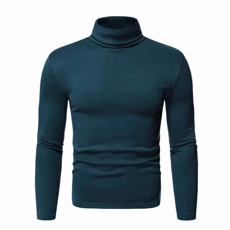 Men's Turtleneck Long Sleeve Solid Colour Stretch Slim Fit Bottoming Top Blouse Streetwear Camisetas Oversized T Shirt Men