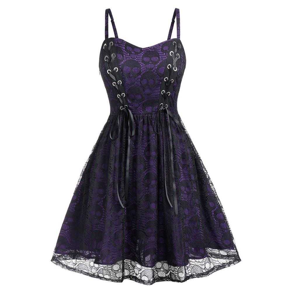 Gothic Women Dress Eyelet Web Zipper Harajuku Black Mini Dresses Grunge Summer Sleeveless Backless A line Sexy Punk Rock