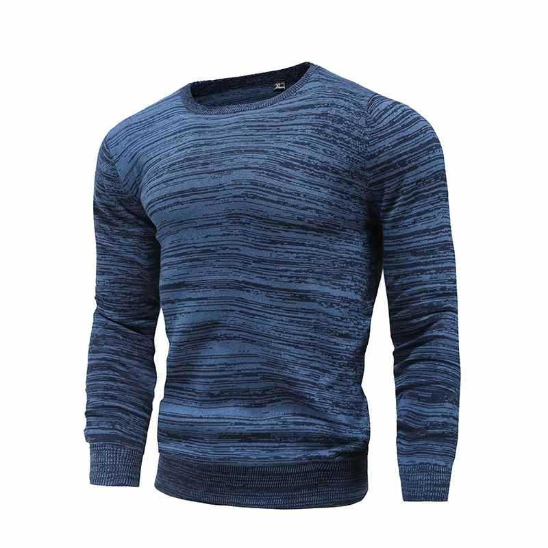 New Cotton Pullover O neck Men's Sweater Fashion Solid Color High Quality Winter Slim Sweaters Men Navy Knitwear