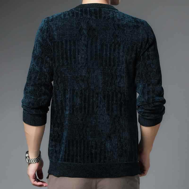 New Brand Winter Sweater Men Fleece Thick Warm Vintage Pullovers Homme Slim Fit Striped Knitted Men Clothing Y388