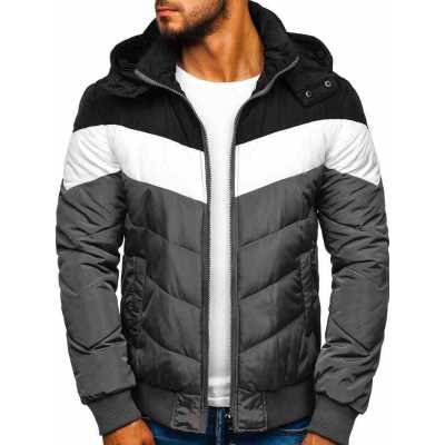 ZOGAA Fashionable Men's Hooded Zipper Double Color Block Warm Cotton Jacket